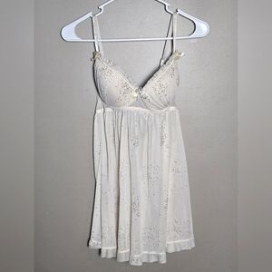 Black Fuschia Embellished Padded Lingerie Nightie, Size Medium